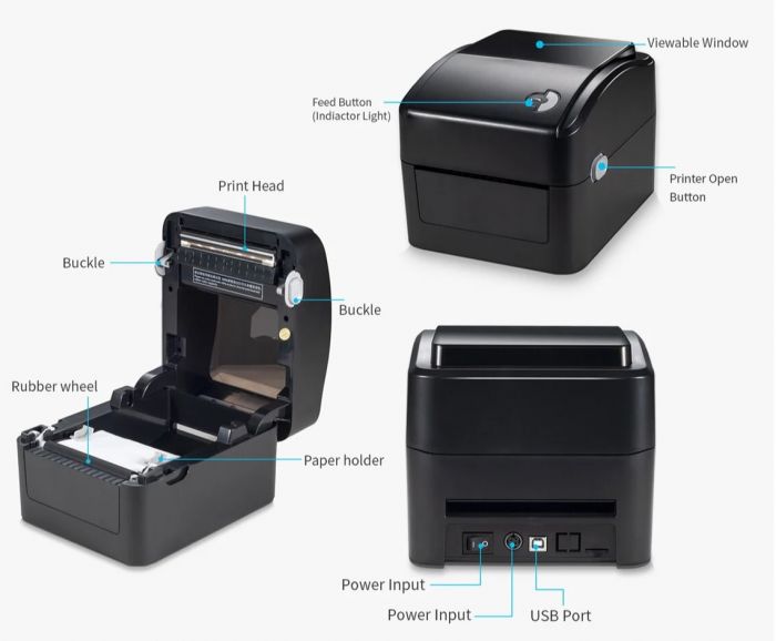 Принтер этикеток Xprinter XP-420B USB ширина до 108мм черный