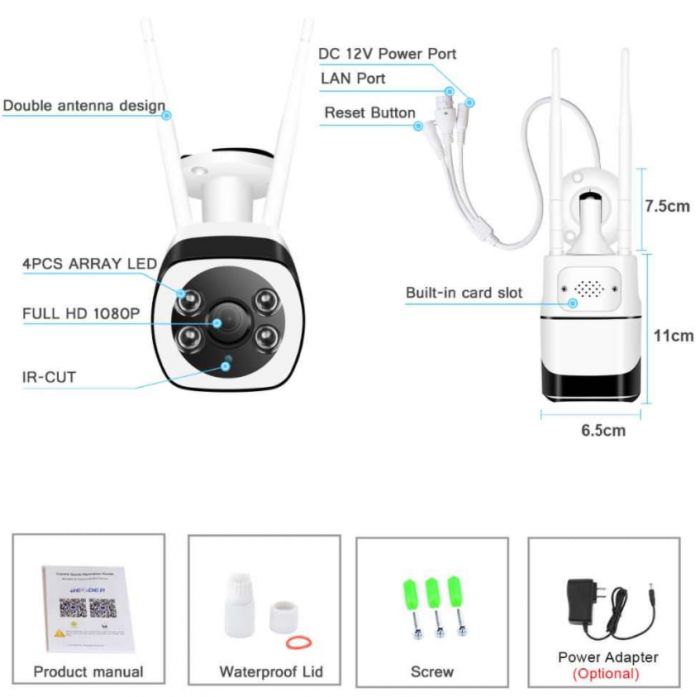 IP камера BESDER відеоспостереження Wi-Fi 2MP 6мм МІКРОФОН ДИНАМІК microSD wifi