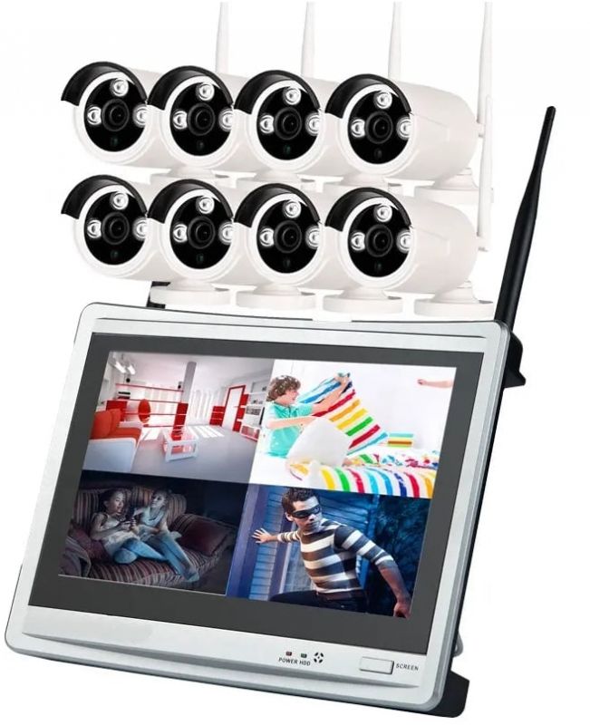 Комплект IP відеоспостереження BESDER 8 камери Wi-Fi 2MP LCD екран 12" wifi
