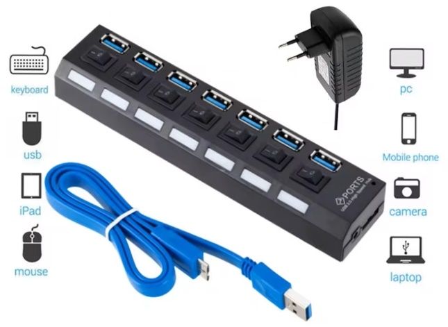 Активний 7 USB-хаб концентратор